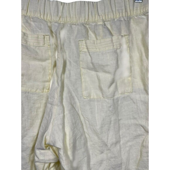 J JILL LOVE LINEN PANTS WIDE LEGS CROPPED Butter Yellow LAGENLOOK MINIMALIST Med - Picture 9 of 12